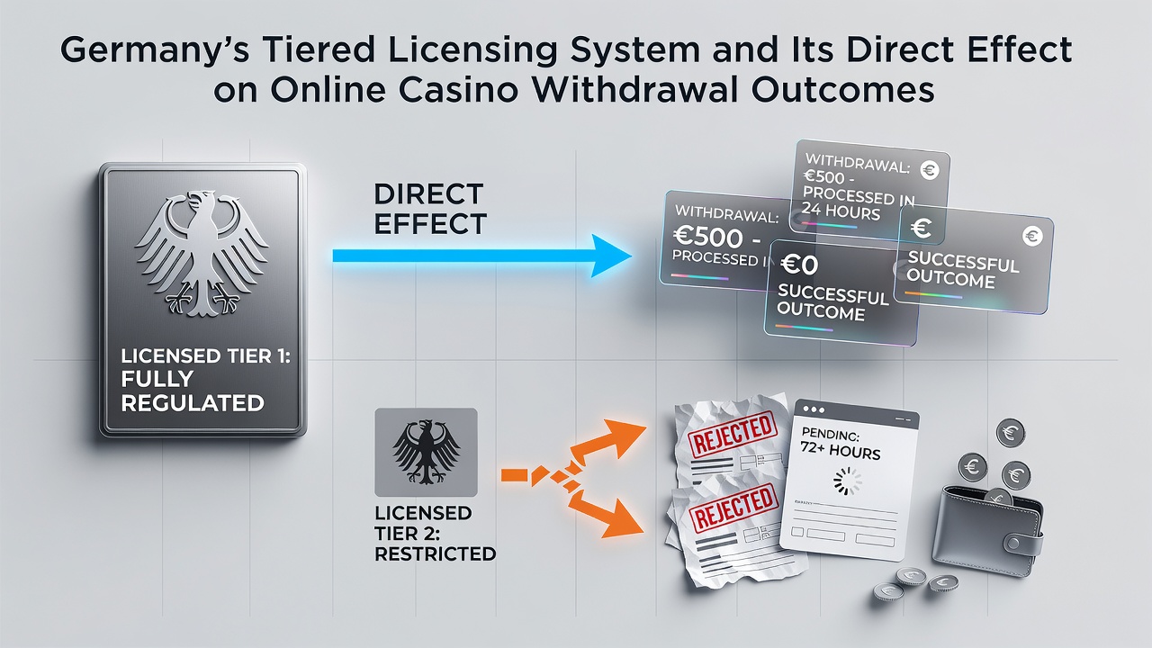 Übersicht über das gestaffelte Lizenzsystem in deutschen Online-Casinos mit Fokus auf Auszahlungsprozesse
