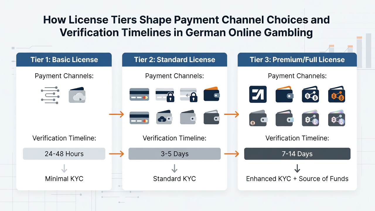 Diagramme zu Verifizierungszeiten je nach Lizenzstufe und Zahlungsmethode